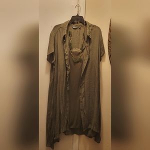 Mlle Gabrielle Olive green Drape Top Midi Dress